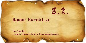 Bader Kornélia névjegykártya